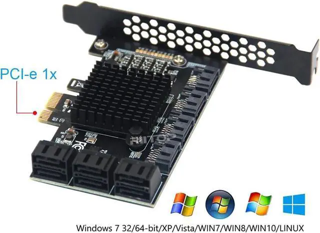 Alt view image 2 of 7 - SATA 3 Expansion Card 10 Port, RIITOP PCI-e Express x1 SATA 6G Controller Card, SATA iii 6Gbps PCIe Adapter Card, Come with Low Profile Bracket and SATA3 Cables