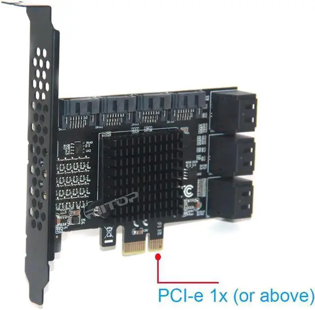 Alt view image 7 of 7 - SATA 3 Expansion Card 10 Port, RIITOP PCI-e Express x1 SATA 6G Controller Card, SATA iii 6Gbps PCIe Adapter Card, Come with Low Profile Bracket and SATA3 Cables