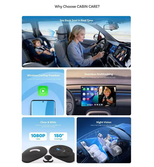 Alt view image 6 of 6 - Wireless Carplay Portable Wireless Car Adapter Carplay Adapter Car Backup Camera Rear Seat Baby Newegg Product Title Translation