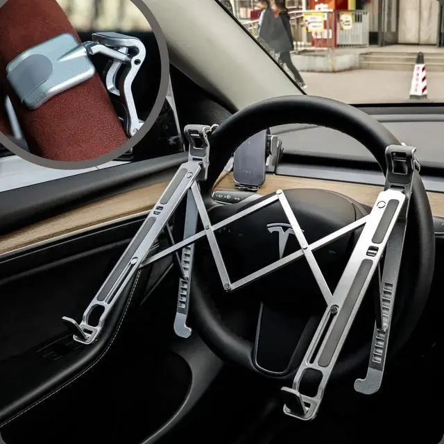 Main image of STEERTOP Car Laptop Mount Steering Wheel Tray Holder, Height Adjustable Car Desk for Laptop Computer Tablet, Foldable Portable Lap Laptop Stand for Car Vehicle Workstation Accessories Truck SUV Tesla