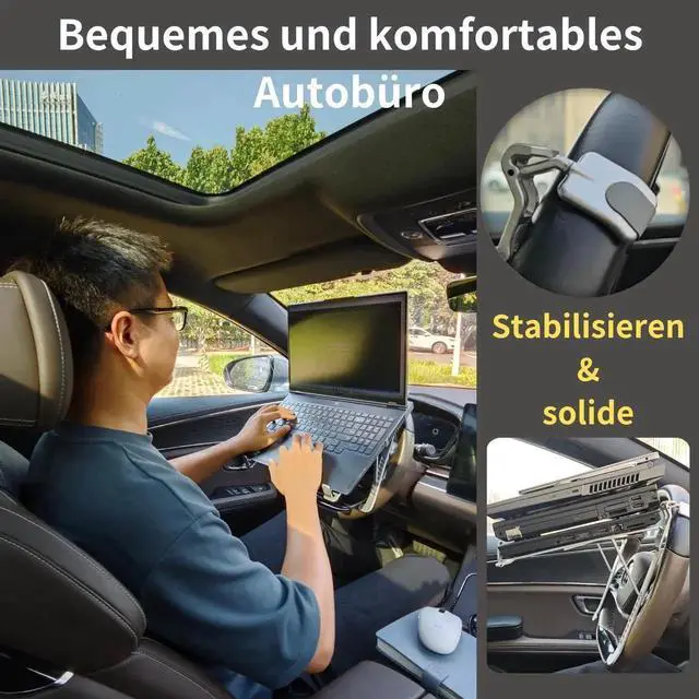 Alt view image 5 of 5 - STEERTOP Car Laptop Mount Steering Wheel Tray Holder, Height Adjustable Car Desk for Laptop Computer Tablet, Foldable Portable Lap Laptop Stand for Car Vehicle Workstation Accessories Truck SUV Tesla