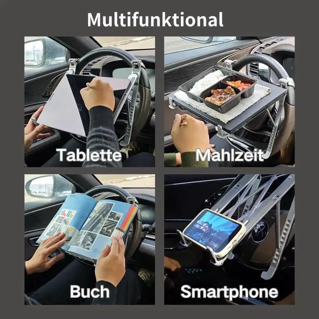 Alt view image 3 of 5 - STEERTOP Car Laptop Mount Steering Wheel Tray Holder, Height Adjustable Car Desk for Laptop Computer Tablet, Foldable Portable Lap Laptop Stand for Car Vehicle Workstation Accessories Truck SUV Tesla