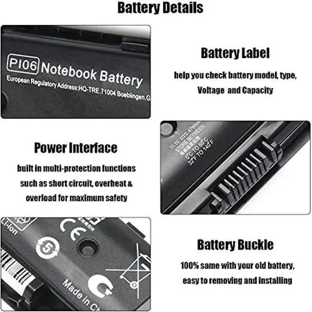 Alt view image 4 of 5 - P106 P109 710416-001 710417-001 Notebook Battery for HP Envy,Pavilion TouchSmart 14 15 17 Series 14-E000 15-E000 15t-E000 17-E000 17-E100 Laptop Battery HSTNN-LB4N HSTNN-LB4O HSTNN-YB4N HSTNN-YB4O