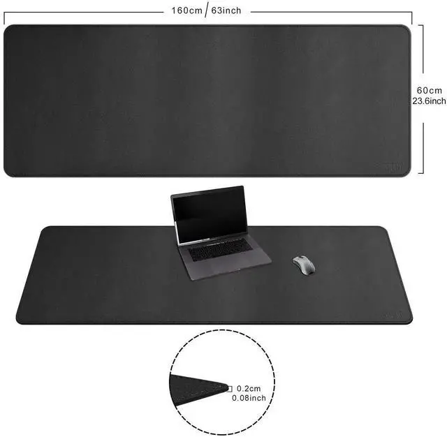 Alt view image 5 of 5 - Cacoy 63" x 24" Leather Desk Mat, Desk Matt for Desktop, XXXL Large Gaming Computer Mouse Pad, Keyboard Mouse Mat, PU Leather Desk Pad Blotter, Waterproof Desk Cover Protector for Office & Home, Black