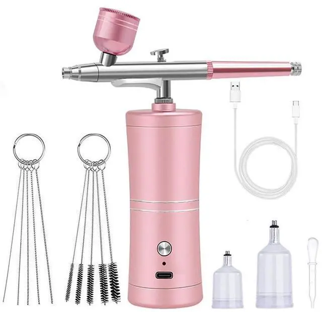 Alt view image 3 of 7 - Electric Airbrush Gun Kit with Compressor, Dual-Action Airbrush for Acrylic Paint, Model Painting, Gundam, Nail Art, Tattoo, Craft Spraying Tool Set red