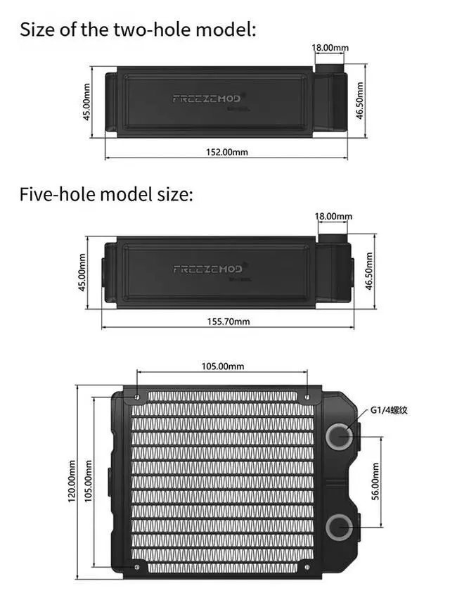 Alt view image 6 of 7 - SR-120SL Dual-Layer Aluminum Water Cooling Radiator 45mm Thick Independent Double-Stack PC Liquid Cooling Heat Exchanger for DIY Computer Water Cooling System