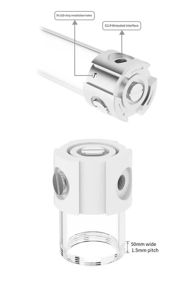 Alt view image 5 of 6 - Integrated pump expansion water tank PJ-PM6SX with metal cover, outer diameter fitted with a one-way plug. white-285mm
