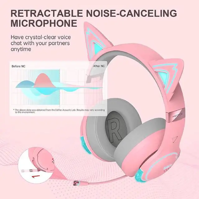 Alt view image 2 of 7 - Edifier G5BT CAT Low Latency Bluetooth Gaming Headset with Mic (Pink)