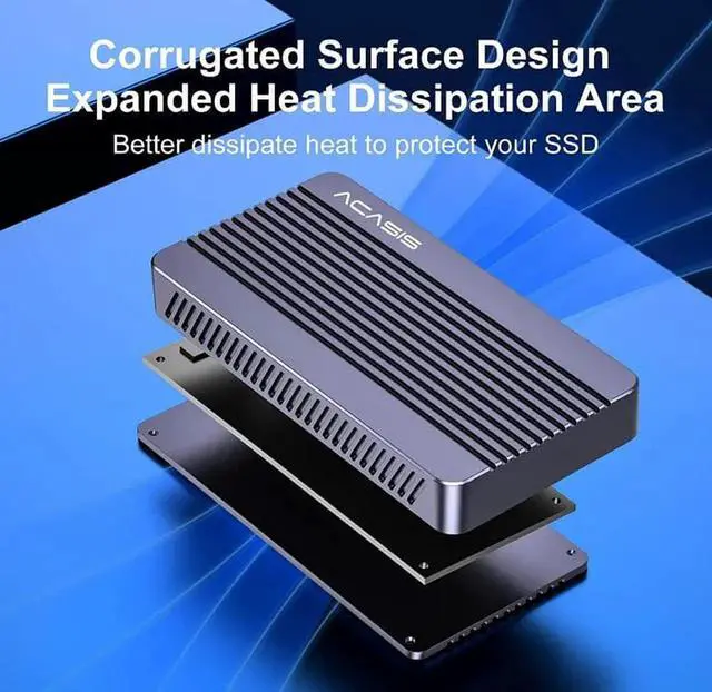 Alt view image 3 of 6 - USB 4.0 M.2 SSD Case 40Gbps M2 NVMe SSD Enclosure Support 2280 B+M M-Key PCIe, Compatible with USB4/3.2/3.1/3.0/2.0, TBU405