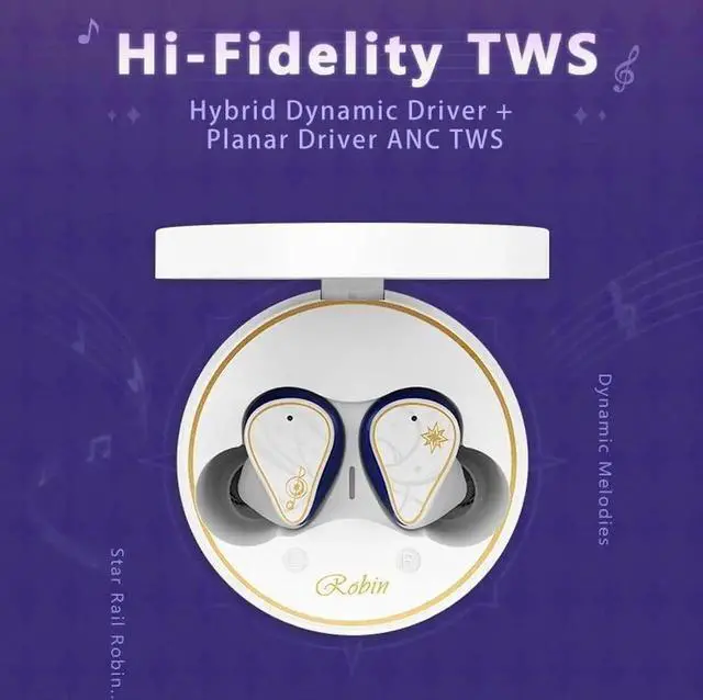 Alt view image 7 of 7 - Moondrop Robin Earphone Honkai Star Rail Robin's Earphones TWS Hybrid Dynamic Driver + Planar Driver ANC TWS Earphones (English Version)