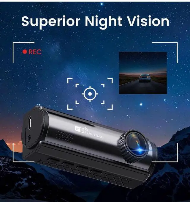 Alt view image 4 of 5 - 4K WiFi GPS Mini Dashcam 2-Channel Car Dvr FHD Car Video Recorder Front & Rear Dash Camera with Night Vision