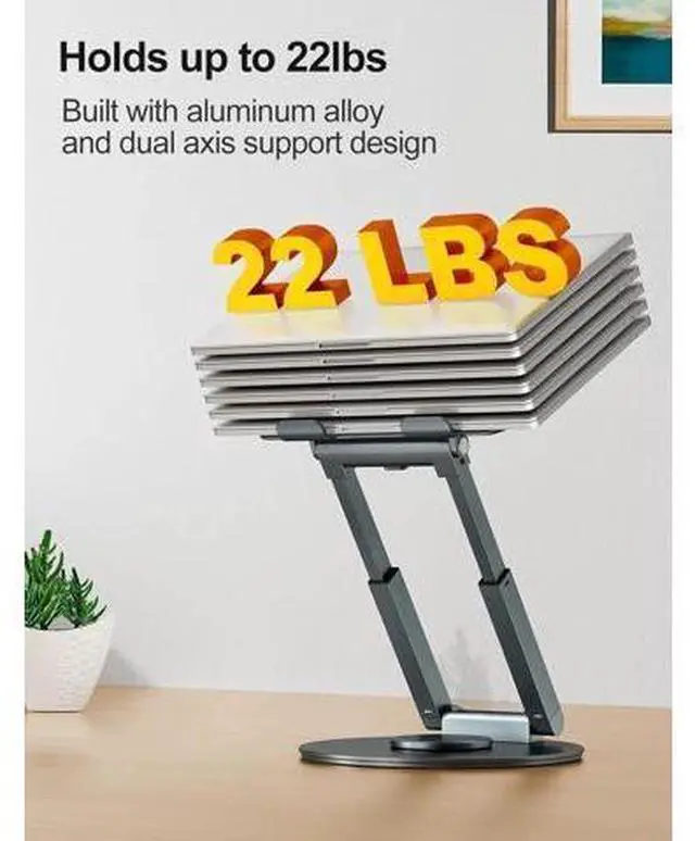 Alt view image 3 of 7 - Telescopic Laptop Stand for Desk with 360° Swivel Base Sit to Stand Height Adjustable Portable Riser Holder for Good Posture Compatible with MacBook Pro All Laptops 10-17-Gray