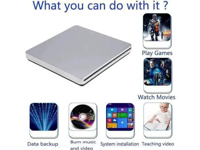 Alt view image 6 of 7 - USB-C Superdrive External DVD/CD Reader and DVD/CD Burner for Apple-MacBook Air/Pro/iMac/Mini/MacBook Pro/ASUS/ASUS/DELL Latitude with USB-C Port Plug and Play(Silver)