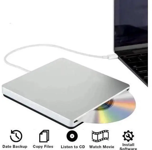 Main image of USB-C Superdrive External DVD/CD Reader and DVD/CD Burner for Apple-MacBook Air/Pro/iMac/Mini/MacBook Pro/ASUS/ASUS/DELL Latitude with USB-C Port Plug and Play(Silver)