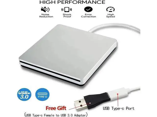 Alt view image 4 of 7 - USB-C Superdrive External DVD/CD Reader and DVD/CD Burner for Apple-MacBook Air/Pro/iMac/Mini/MacBook Pro/ASUS/ASUS/DELL Latitude with USB-C Port Plug and Play(Silver)