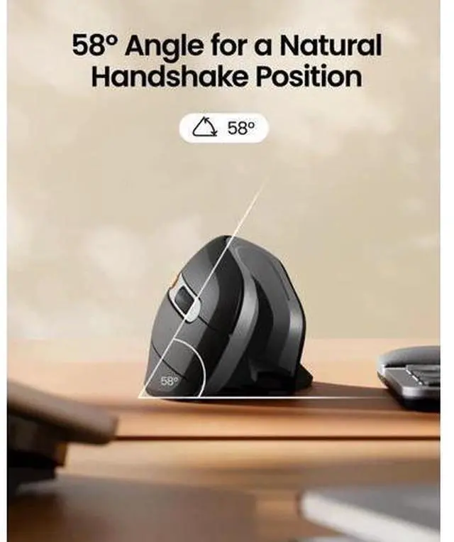 Alt view image 5 of 5 - ProtoArc Ergonomic Vertical Mouse, EM11 NL Rechargeable Wireless Mouse Bluetooth, Ergo Mice with 3 Multi-Device for PC/Notebook/Laptop, 2.4GHz Optical Mice for Windows, Mac OS, Gray