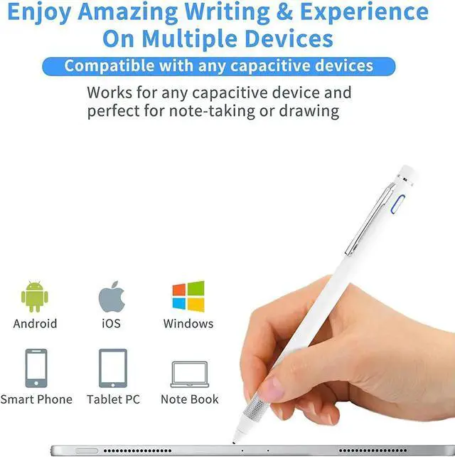 Alt view image 2 of 6 - Pencil Stylus for iPhone 17/16/15/14/X Pro Max Pen Touch Screens Active Stylus Digital Pen with 1.5mm Ultra Fine Tip Stylist Pen for iPhone 17/16/15/14/X Pro Max Pencil White