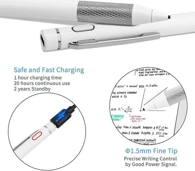Alt view image 6 of 6 - Pencil Stylus for iPhone 17/16/15/14/X Pro Max Pen Touch Screens Active Stylus Digital Pen with 1.5mm Ultra Fine Tip Stylist Pen for iPhone 17/16/15/14/X Pro Max Pencil White