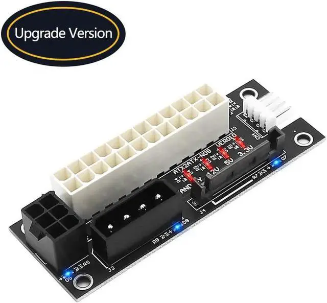 Alt view image 6 of 6 - ADD2PSU Power Supply Connector 4 in 1 Molex 4Pin/SATA/ATX 6Pin/4Pin Dual PSU Multiple Power Supply Adapter, Synchronous Power Board, Add 2PSU with Power LED (Black)