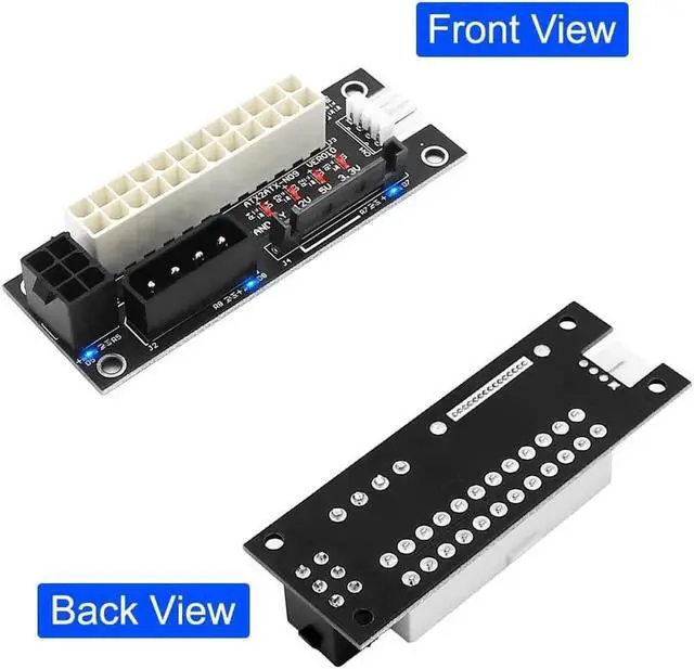 Alt view image 2 of 6 - ADD2PSU Power Supply Connector 4 in 1 Molex 4Pin/SATA/ATX 6Pin/4Pin Dual PSU Multiple Power Supply Adapter, Synchronous Power Board, Add 2PSU with Power LED (Black)