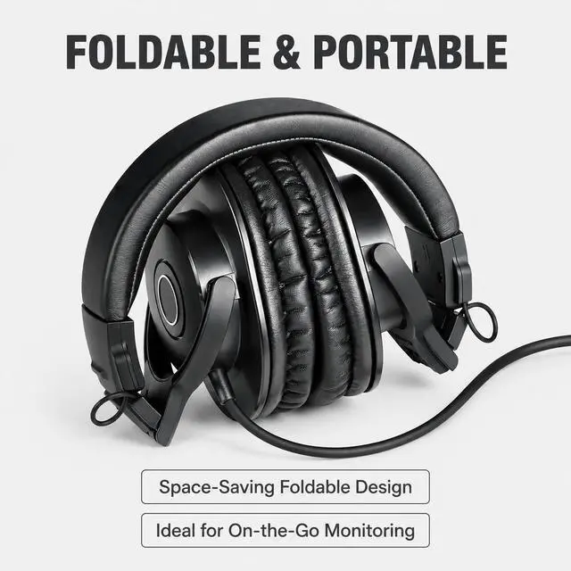 Alt view image 2 of 6 - Audio-Technica ATH-M30x Closed-Back Headphones, Foldable Over-Ear Wired Studio Headphones, Professional Reference Headphones for Recording Mixing & Music Production
