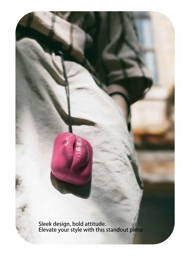 Alt view image 5 of 6 - 3D Pink Lips Silicone Case for AirPods Pro 2 / AirPods Pro / AirPods 3, Cute Funny Soft Protective Cover, Novelty Gift for Women Girls