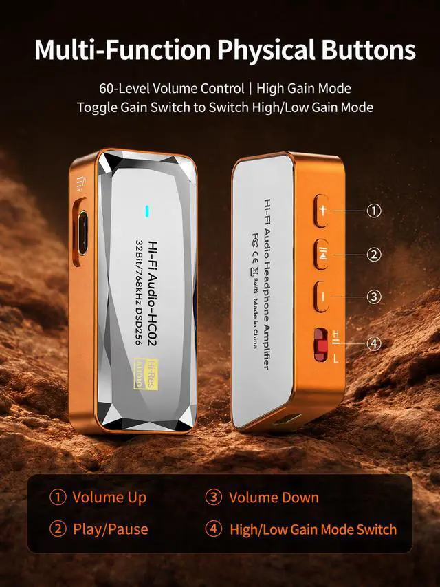 Alt view image 5 of 7 - Portable USB-C DAC/Amp Dongle Dual CS43131 Chips, 4.4mm Balanced + 3.5mm Output, 32bit/384kHz DSD256, for Android/iPhone 15/PC/Laptop