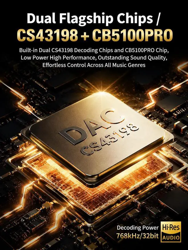 Alt view image 7 of 7 - Portable USB-C DAC/Amp Dongle Dual CS43131 Chips, 4.4mm Balanced + 3.5mm Output, 32bit/384kHz DSD256, for Android/iPhone 15/PC/Laptop