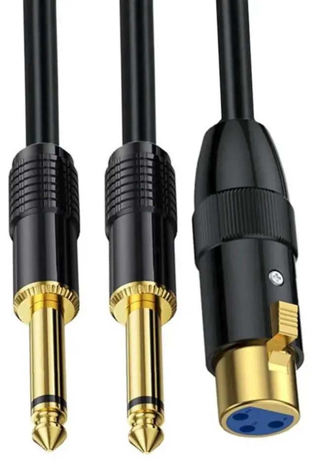 Alt view image 3 of 5 - XLR to Dual 1/4 TS Microphone Y Splitter Cable,3-Pin XLR Female to Dual 6.35mm Mono Male Audio Cable for Amplifier Mixer Microphone (1.6FT