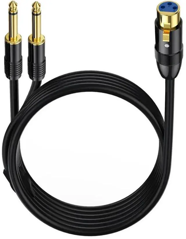 Alt view image 2 of 5 - XLR to Dual 1/4 TS Microphone Y Splitter Cable,3-Pin XLR Female to Dual 6.35mm Mono Male Audio Cable for Amplifier Mixer Microphone (1.6FT