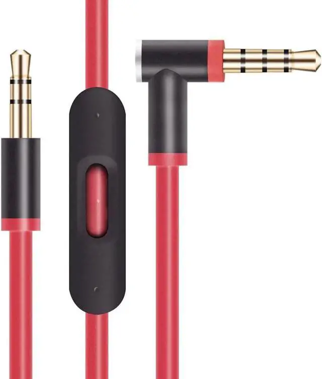 Main image of Replacement Audio Cable Cord Wire with in-line Microphone and Control + OEM Replacement Leather Pouch/Leather Bag for Beats by Dr Dre Headphones Solo/Studio/Pro/Detox/Wireless/Mixr/Executive (red)