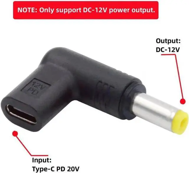 Alt view image 4 of 6 - USB 3.1 Type C USB-C Female to DC 12V 5.5x2.5mm Plug Adapter PD Emulator Trigger 90 Degree Angled