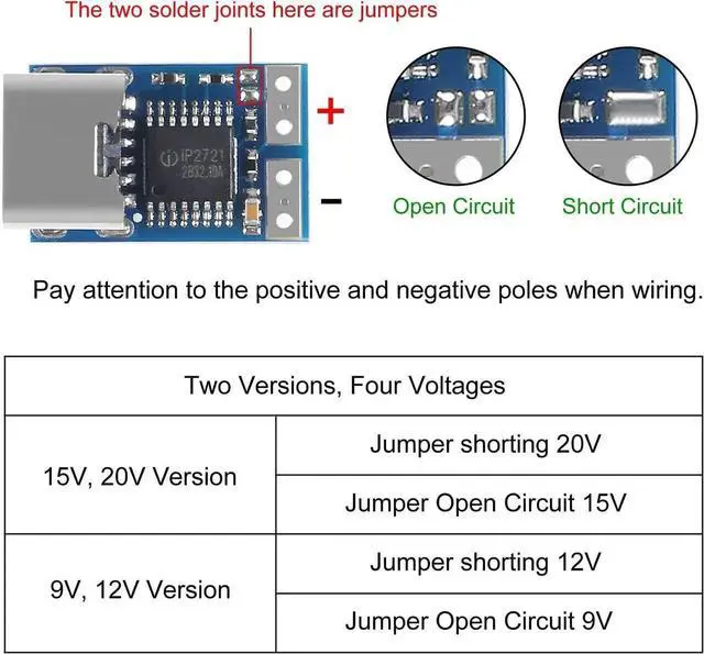 Alt view image 3 of 6 - 10pcs USB-C PD 9V DC Fixed Voltage Power Trigger Module 5A Type-C Female Input