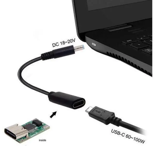 Alt view image 5 of 5 - Type C USB-C Female Input to DC 4.5mmx3.0mm Cable fit for HP Laptop DC 19.5V