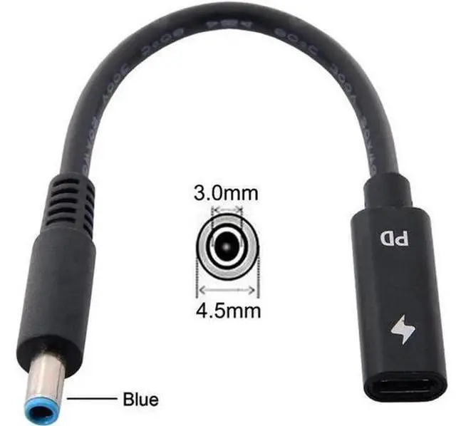 Alt view image 4 of 5 - Type C USB-C Female Input to DC 4.5mmx3.0mm Cable fit for HP Laptop DC 19.5V