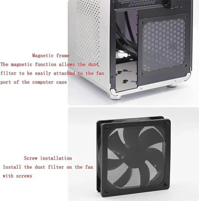 Alt view image 3 of 6 - 4pcs 140mm PC Fan Dust Filter Magnetic Frame Computer Fan Grills Dust Mesh PC Cooler Filter Screen Dustproof Case Covers 14cm x 14cm, Black