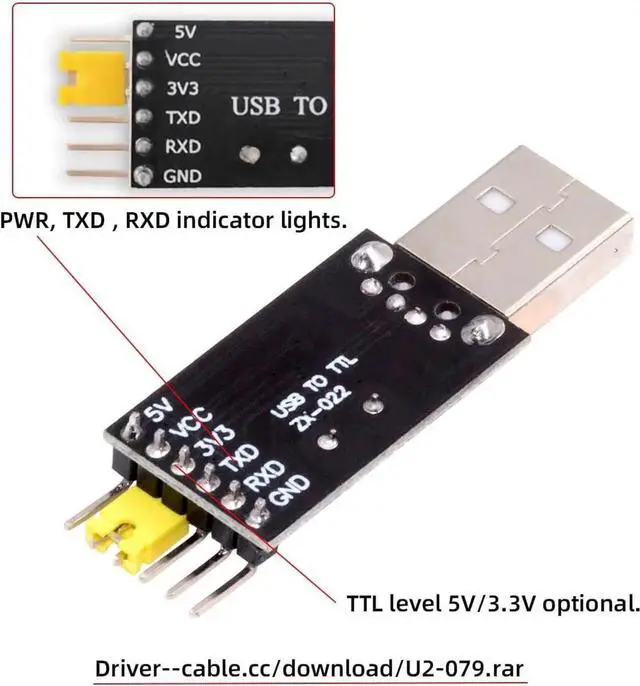 Alt view image 4 of 7 - USB2.0 Type-A to TTL Converter UART STC Module Serial Programmer CH340G CH340 3.3V 5V Adapter Replace PL-2303