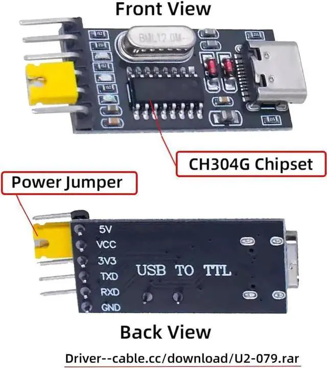 Alt view image 2 of 7 - USB-C Type-C Female to TTL Converter UART STC Module Serial Programmer CH340G CH340 3.3V 5V Adapter Replace PL-2303