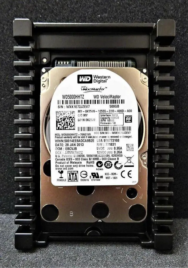 Main image of WD5000HHTZ Wester/n Digital VELOCIRAPTOR 500GB 10K 6G/s 64MB 3.5" SATA Hard Drive