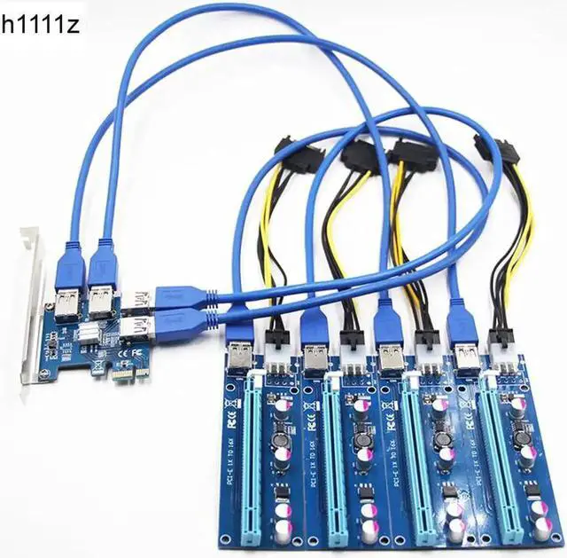 Main image of NEW Add in Card PCIe 1 to 4 PCI Express 16X Slots Riser Card PCI-E 1X to External 4 PCI-e Slot Adapter PCIe Port Multiplier Card