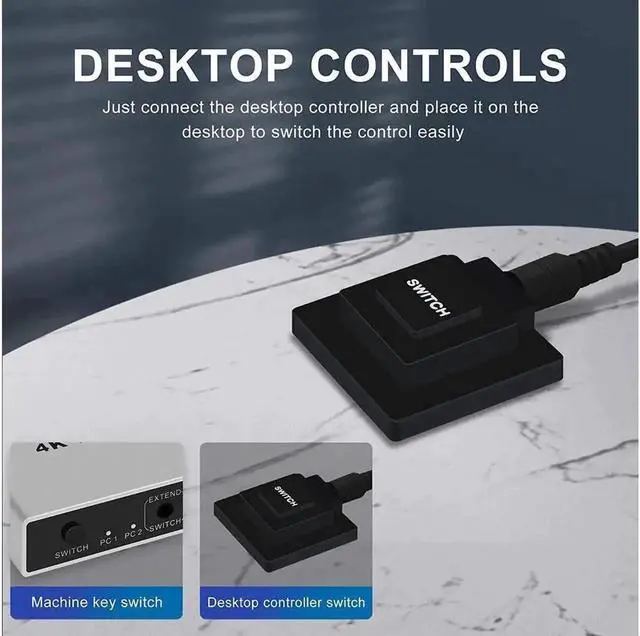 Alt view image 2 of 7 - USB KVM Switch 2 Port 4K 60Hz USB and DP Switch for 2 Computers Share Keyboard Mouse Printer Monitor for Laptop,PC, Xbox HDTV, with 2x USB Cable, 1x Switch Button Cable, 1x Power Cable