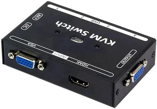 Alt view image 5 of 6 - KVM Switch 2 in 1 out VGA HDMI sharer computer host monitor share USB keyboard mouse printer