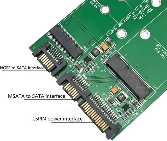 Alt view image 2 of 6 - M.2 NGFF Msata SSD to Sata 3.0 2.5" Adapter M.2 SSD Converter Riser Card for PC Laptop Add On Card up to 6Gdps