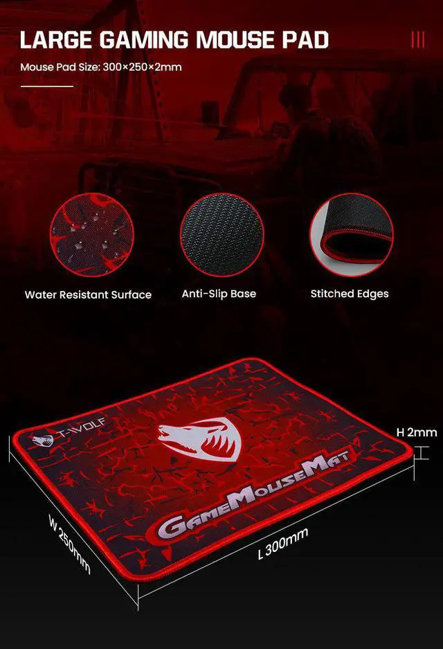 Alt view image 5 of 7 - TF400 4-in-1 Gaming Keyboard Mouse Headset Combo - RGB LED Backlit Keyboard, Gaming Mouse, Headset & Mouse Pad Set for PC Gamer