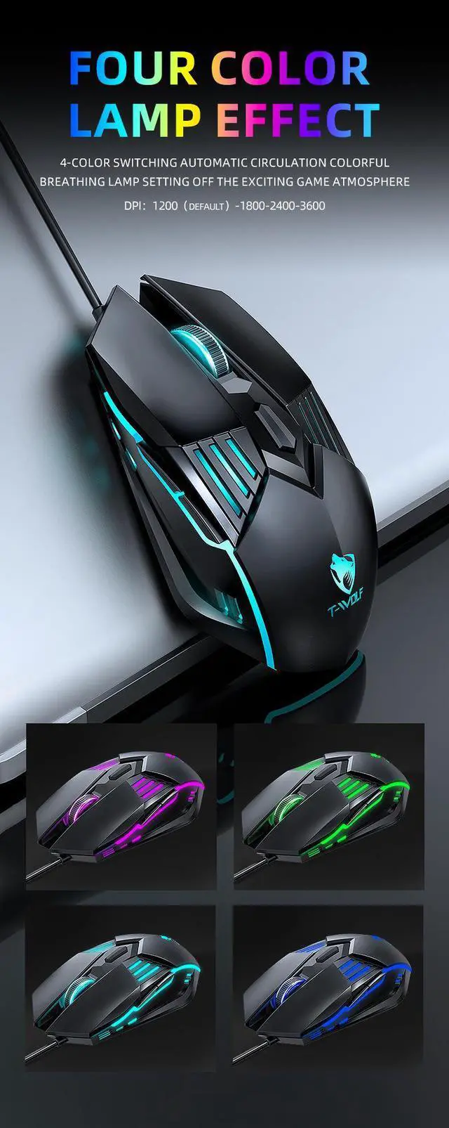 Alt view image 6 of 7 - G560 Wired Gaming Mouse - RGB LED Backlit Mechanical Ergonomic Mouse, Blue Armor Design PC Gaming Mouse for Computer Gamer