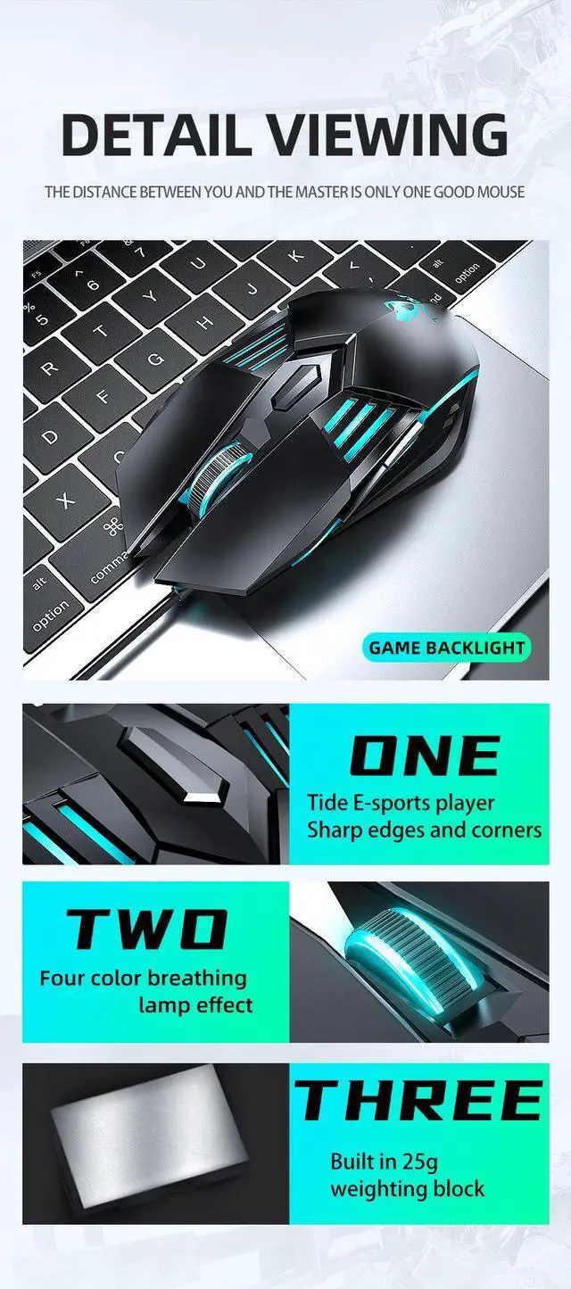 Alt view image 7 of 7 - G560 Wired Gaming Mouse - RGB LED Backlit Mechanical Ergonomic Mouse, Blue Armor Design PC Gaming Mouse for Computer Gamer