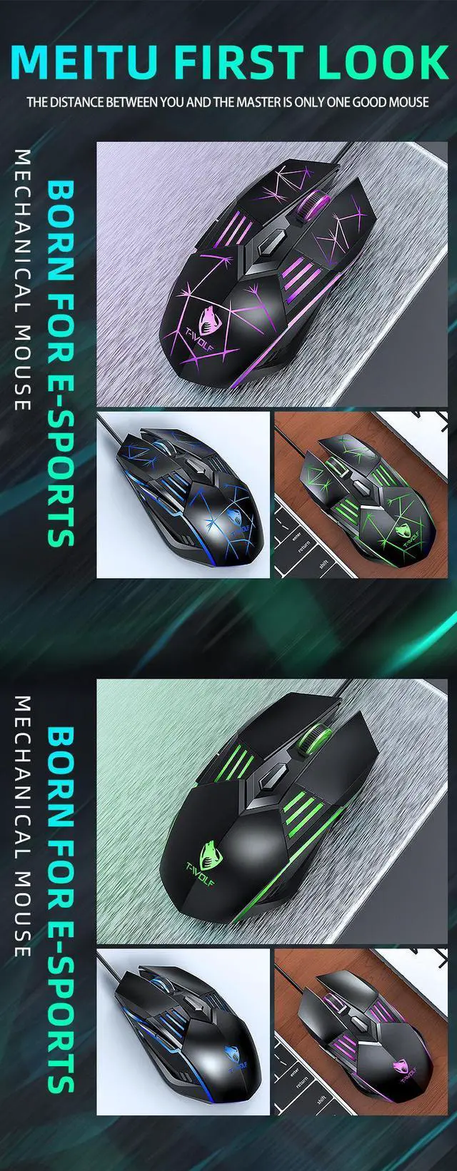 Alt view image 2 of 7 - G560 Wired Gaming Mouse - RGB LED Backlit Mechanical Ergonomic Mouse, Blue Armor Design PC Gaming Mouse for Computer Gamer
