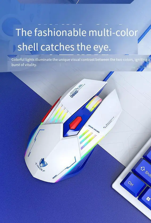 Alt view image 6 of 7 - G560 Wired Gaming Mouse - RGB LED Backlit Mechanical Ergonomic Mouse, Blue Armor Design PC Gaming Mouse for Computer Gamer Blue
