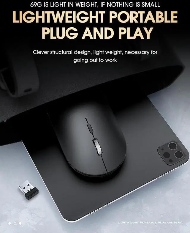 Alt view image 5 of 7 - X2 Dual Mode Wireless Mouse - Bluetooth & 2.4GHz Rechargeable Silent Mouse with Type-C Charging, Portable Computer Mouse for Laptop Tablet PC