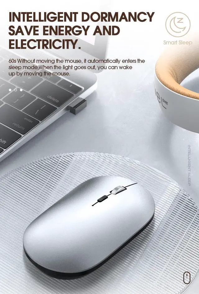 Alt view image 5 of 7 - X2 Dual Mode Wireless Mouse - Bluetooth & 2.4GHz Rechargeable Silent Mouse with Type-C Charging, Portable Computer Mouse for Laptop Tablet PC